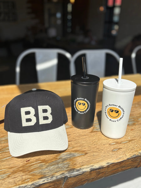 Black Smiley Tumbler with Straw - 16 oz