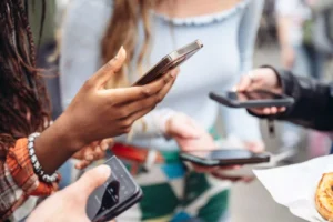 a group of people creating posts for social media